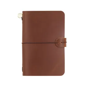 Cuaderno de cuero marron primer plano, detalle de cubierta de diario vintage, agenda retro.