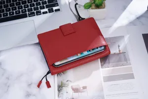 Echtes Leder A6 Planer Hülle Litchi Muster Hobo Notizbuch Schutzhülle Rot Tagebuch