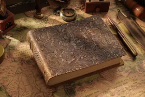 Vintage embossed genuine leather journal handmade sketch notebook retro diary gift for writers.