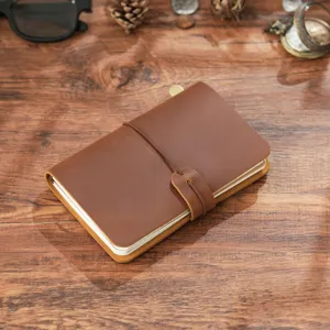 Cuaderno de Viaje Retro Hecho a Mano de Cuero Auténtico Diario Retro Bloc de Notas Portátil Papetería de Exterior Regalo