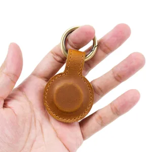 Custodia protettiva in pelle marrone portachiavi compatibile con tracker accessorio