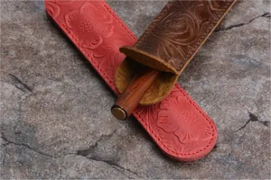 Handgefertigte geprägte Leder-Stifthülle Vintage Rindsleder Federmäppchen Schutzetui Etui.