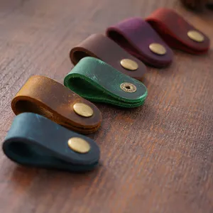 Organisateur de câble en cuir véritable enrouleur de fil écouteur coloré clip de gestion principal