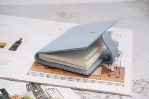 Hellblaue Leder A6 Planer Notizbuch Hülle, echtes Rindsleder Litschi Muster Tagebuch.