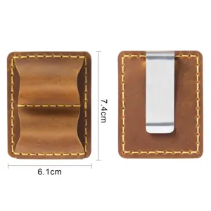 Handgemachter Doppel-Stiftclip aus Leder mit Edelstahlclip für Notizbücher.