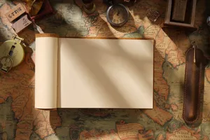 Handmade vintage genuine leather notebook detail, retro brown cowhide sketch journal for writing.