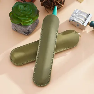 Vintage Handgefertigt Echtes Leder Stiftetui Tragbare Einzelne Stift Tasche Schutzhülle Für Büro Schule Business Briefpapier