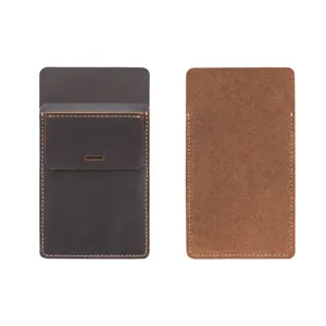 Premium leather pen pouch detail view, doctor nurse pocket protector for lab coat.