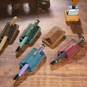 Porte-Stylo Boucle en Cuir Véritable Vintage Fait Main Étui à Stylos en Cuir de Vachette Crazy Horse Pour Carnet TN Traveler Bureau École