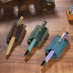 Porte-stylo en cuir de cheval fou fait main vintage en cuir de vache pour carnet de notes TN