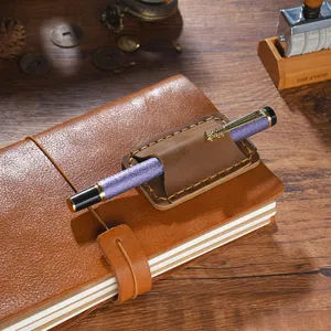 Ensemble de carnet porte-stylo en cuir véritable vintage, pochette de carnet de voyage en cuir fait main.