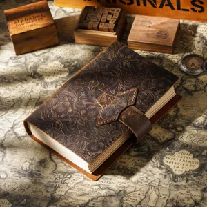 Handmade vintage embossed leather notebook A5 daily journal retro diary notepad gift