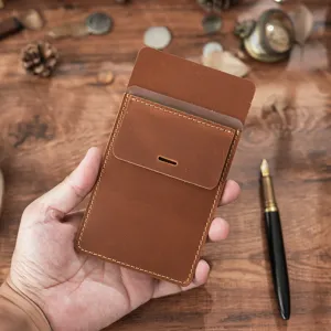 Genuine leather pocket pen holder sleeve for doctor and nurse white coat uniform storage.
