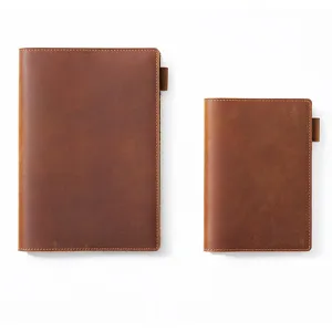Echtholz Notizbuchhülle Echtleder Planer Schutzhülle A5 A6 braunes Tagebuch Cover Etui