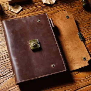 A5 Vintage echtes Leder lose Blätter Passwort Notizbuch Büro Business Tagebuch Rindsleder