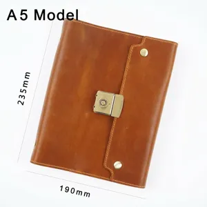 Vintage A5 Leder Notizbuch mit Zahlenschloss Braunes Business Tagebuch Notizheft Neu
