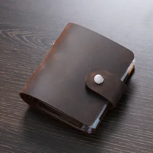 Hermoso mini cuaderno de anillas vintage de cuero A9 agenda de bolsillo recargable