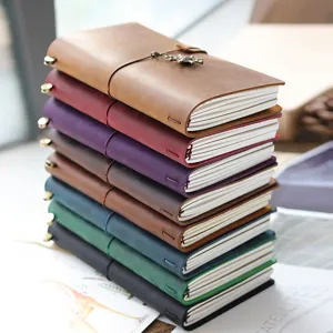 Carnet de Voyage en Cuir Véritable Vintage Journal Rétro Bloc-Notes Créatif