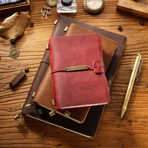 Vintage genuine leather traveler notebook handmade crazy horse cowhide journal diary planner