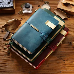 Vintage traveler genuine leather notebook retro diary planner handmade crazy horse journal set
