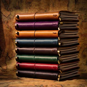 Vintage leather traveler notebook, handmade refillable diary planner with elastic band.