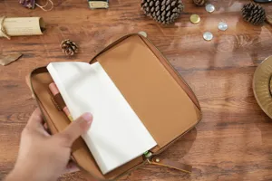 Echtleder Reissverschluss Planer Huelle fuer Weeks Notizbuch Organizer mit praktischem Stiftehalter
