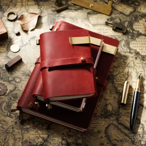 Carnet de voyage en cuir veritable vintage agenda journalier artisanal papeterie style retro