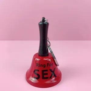 Llavero de campana de escritorio roja novedosa con texto grabado, regalo divertido.