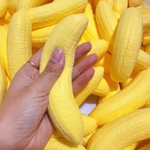 Yellow slow rebound banana squishy toy stress relief sensory fidget toy soft PU material