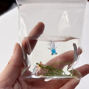Transparent goldfish squishy toy detail view, slow rebound decompression toy for stress relief.