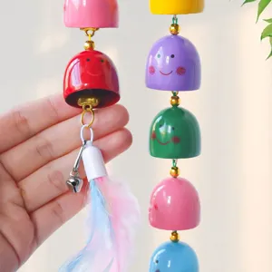 Colorful cartoon expression wind chime bell pendant handmade DIY festival bag decoration