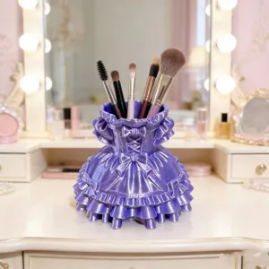 Paarse jurk make-up kwastenhouder schattige bureau opbergdoos cosmetica organisator.