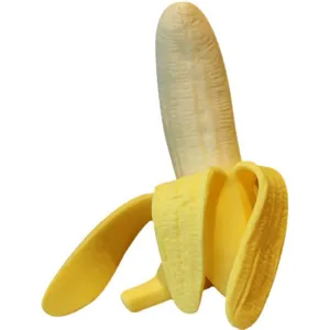 Detailed view of a soft peelable banana slow rebound toy, realistic fruit texture.