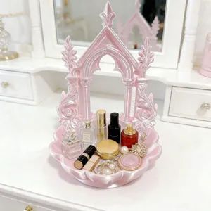 Roze gotische boog sieraden tray detail, schattige bureau cosmetische opbergkom en leuk cadeau.