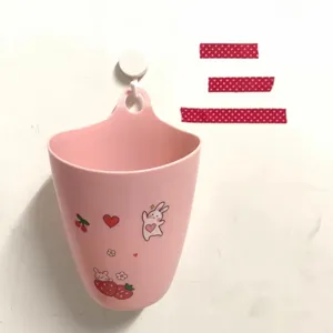 Secchiello portaoggetti da parete rosa stampa cartone animato simpatico mini cestino