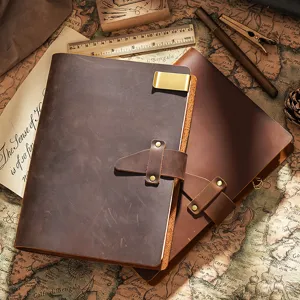 Vintage Leder Notizbuch mit Riemen und Metallclip für Büro, Tagebuch und tägliche Reisen.