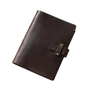 Veraltetes braunes Leder Notizbuch A5 Tagebuch, handgemacht mit sicherem Druckknopf.