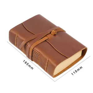 Taccuino in pelle vintage diario, taccuino retro fatto a mano con cinturino 165x115mm marrone.