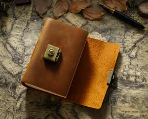 Vintage Echtleder Tagebuch mit Zahlenschloss fuer taetige Notizen und tolle Geschenke