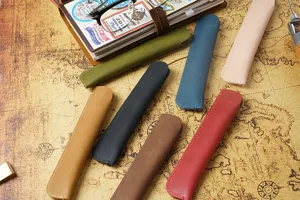 Handgemachte echte Leder Stiftetasche minimalistische einzelne Stiftetui Vintage Hülle
