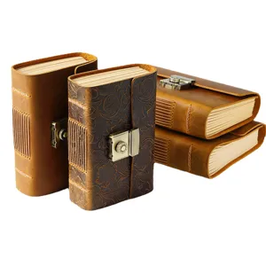 Vintage Leder Tagebuch Notizbuch mit Zahlenschloss, handgemachte Retro Notizhefte Geschenk.