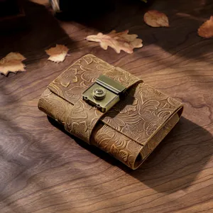 Handmade genuine leather A7 combination lock vintage notebook journal for daily sketching.