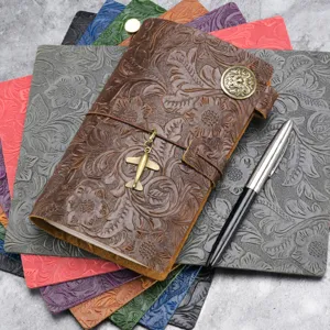 Vintage Vera Pelle TN Quaderno Fatto a Mano Foglia Libera Diario Viaggio Passaporto Portatile Standard A5 Blocco Note Scrittura