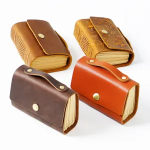 Vintage cuir mini carnet de poche journal portable retro fait main bloc-notes cadeau