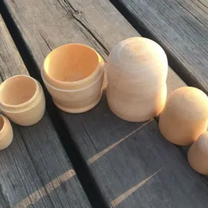 Muñecas rusas de madera sin pintar 5 piezas en blanco artesanía DIY juguete de madera natural