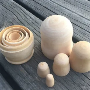 Muñecas rusas de madera sin terminar matrioska en blanco para pintar manualidades DIY.