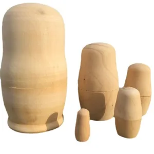 Juego de muñecas rusas de madera sin terminar 5 piezas matrioska blancas para manualidades