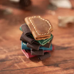 Top layer cowhide magnetic pen holder crazy horse leather vintage bookmark clip for notebook.