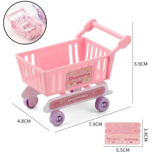 Mini plastic shopping cart toy children playhouse supermarket trolley pink cute simulation prop