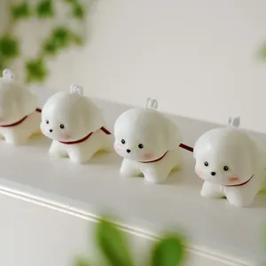 Cute puppy scented candle handmade white wax decorative gift home ambiance fragrance